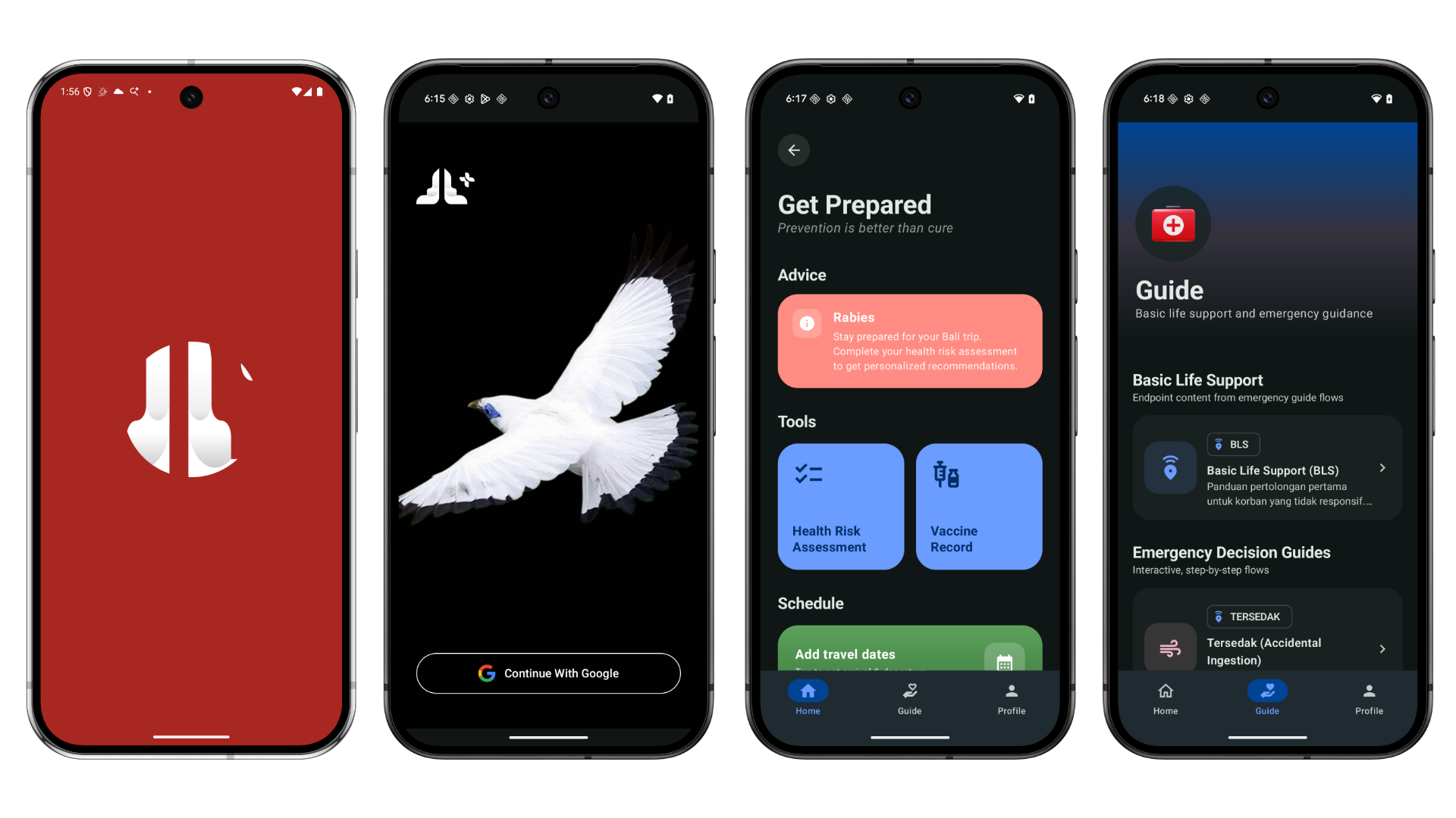 Tampilan iPhone aplikasi Bali Travel Health